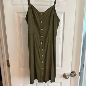 Black Label Olive Midi Dress with Buttons